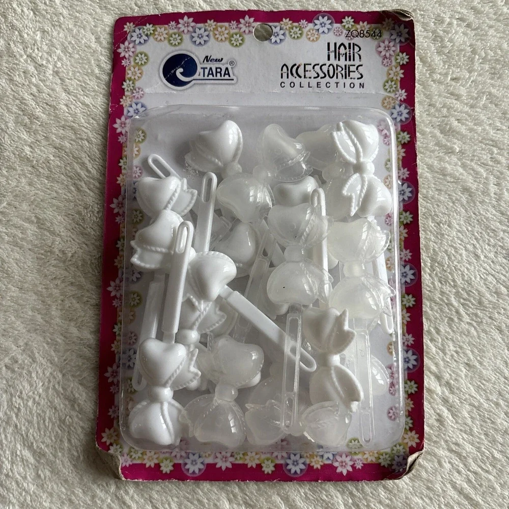 NWT Kids Bow Hair‎ White Clear New Tara Vintage Barrettes Coquette Clips 18 Pack